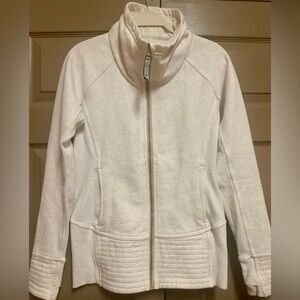 Lululemon Radiant Hooded Zippered Jacket Long Sleeves In Cream Or Oatmeal Color